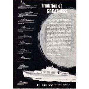 1971 Huckins Sportsman 40 Yacht Vintage Print Ad Yachting Nautical Wall Art 70s